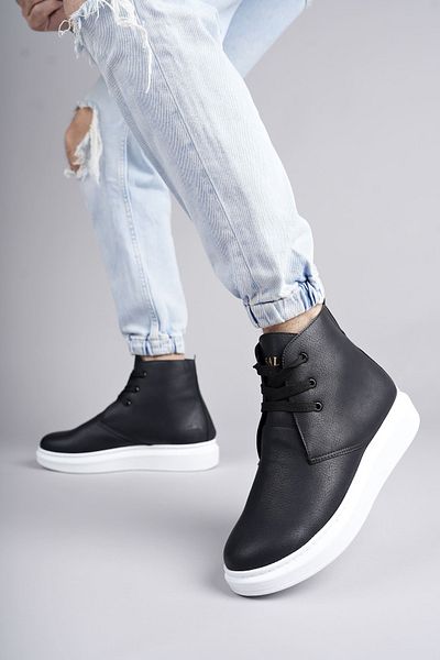 Zerenyus Ανδρικά αθλητικά μποτάκια OSLO Lace-Up Skin Μαύρα Λευκά