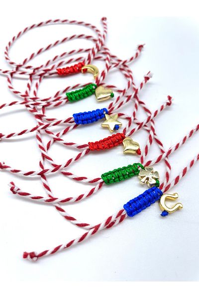 Concept HuBuTU 6 Pieces of Christmas Card Gelatin Martenicha March Yarn Wish Bracelet