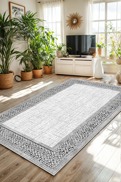 df home Salon Halısı Geometrik İskandinav Eskitmeli Dijital Baskı Yıkanabilir...