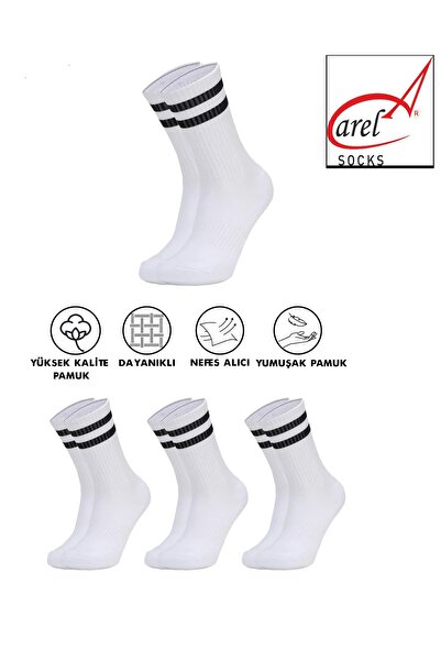 Unisex Kolej  Çorap Premium, Siyah Çizgili 6'lI
