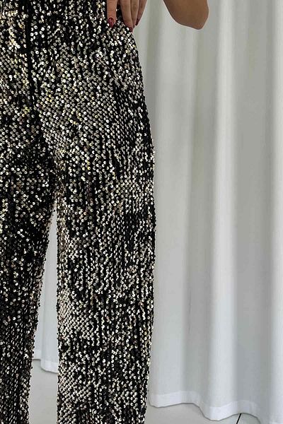 Mine Tan Butik Sequin Straight Women's Trousers - Yellow