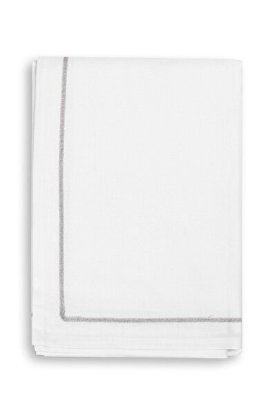 Villager&Son E home Dokuma 150 200 Masa Örtüsü Myh Yeni Beyaz Gri Simli