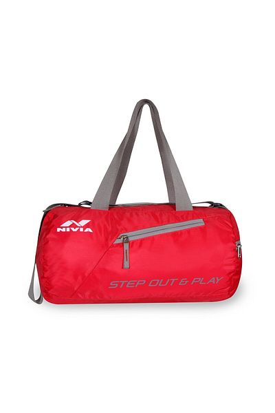 Nivia Deflate Round 01 Gym Bag | Red/grey | 20l | Shoulder Bag | Fitness | Sports & Travel Bag