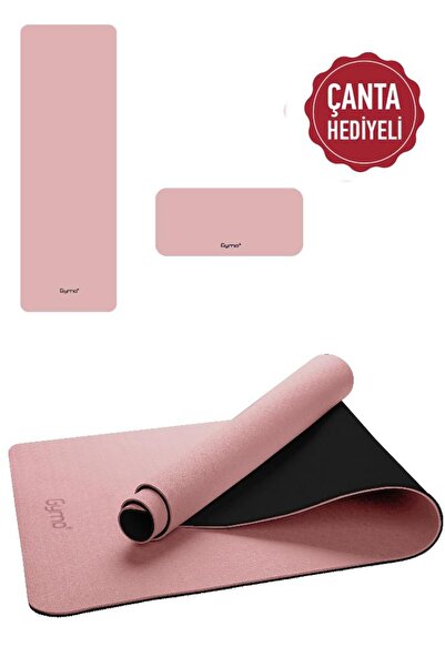 Gymo Ekolojik 6mm Tpe Yoga Matı Pilates Minderi Diz Dirsek Koruyucu Matlı Set Scarlet
