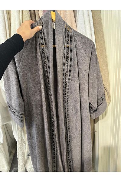 Gül Güler Anthracite Lace Bathrobe Pansy
