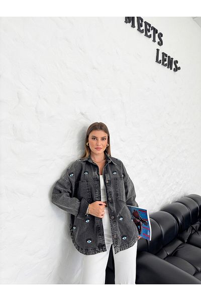 SOLİS MODA Дънково яке с детайл от бродерия