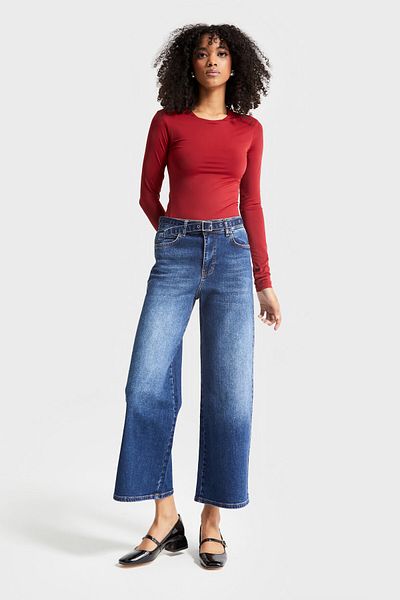 its basic Denim din lycra de culoare albastră pentru femei 17w45