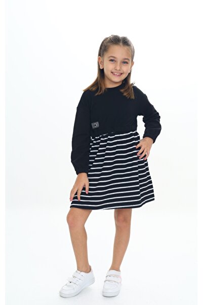 Toontoy Φόρεμα για κορίτσια με λεπτομέρεια με ρίγες με κέντημα