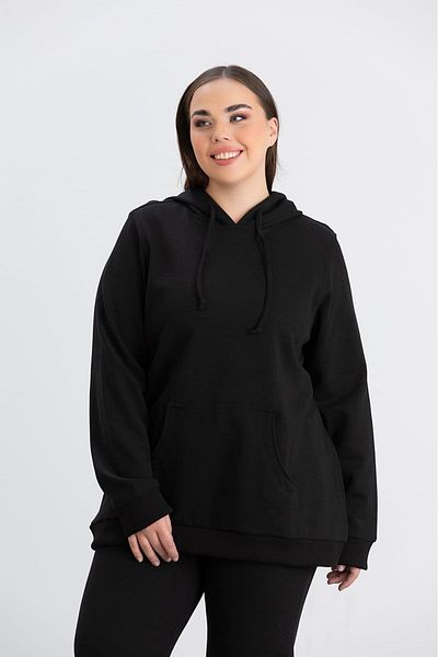 RMG Black Plus Size Cotton Tracksuit Set - Thick