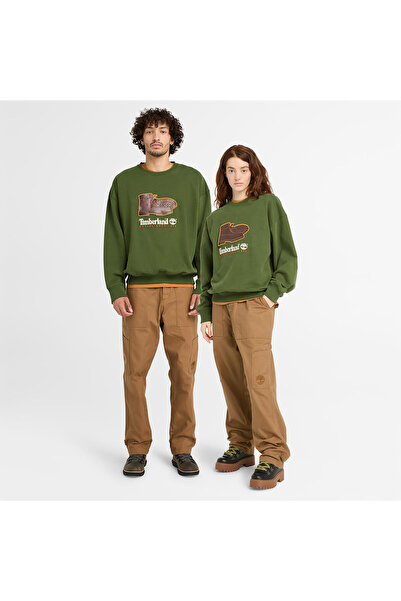 Timberland Ανδρικό μαύρο φούτερ με κουκούλα New Box Fit Badge Crew Neck