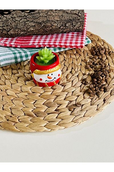 Den Tasarım Hediyelik New Year's Special Snowman Gift Candle Holder and Candle (1 Pc).