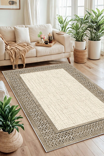 df home Salon Halısı Geometrik İskandinav Eskitmeli Dijital Baskı Yıkanabilir...