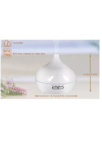 Mmctech Aroma Difüzörü Buhar Ultrasonik 7 Renk Işıklı Aromatik Oda Kokusu Hava Nemlendirici Buhar Makinası