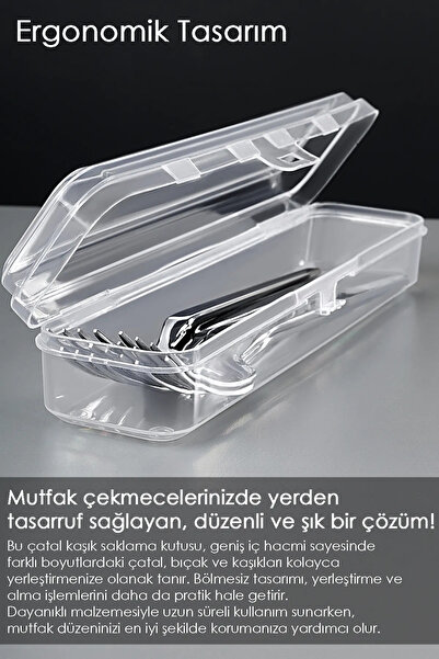 Meleni Home 5'li Çatal Bıçak Kaşık Takımı Saklama Kutusu Seti - Çeyizlik Organizer Düzenleyici Saklama Kabı