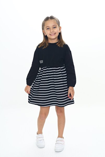 Toontoy Φόρεμα για κορίτσια με λεπτομέρεια με ρίγες με κέντημα