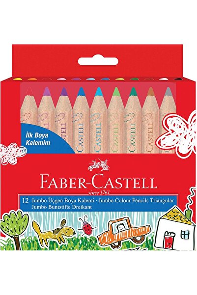Faber Castell Faber-Castell Jumbo Üçgen Kuru Boya Kalemi 12 Renk Karton Kutu ...