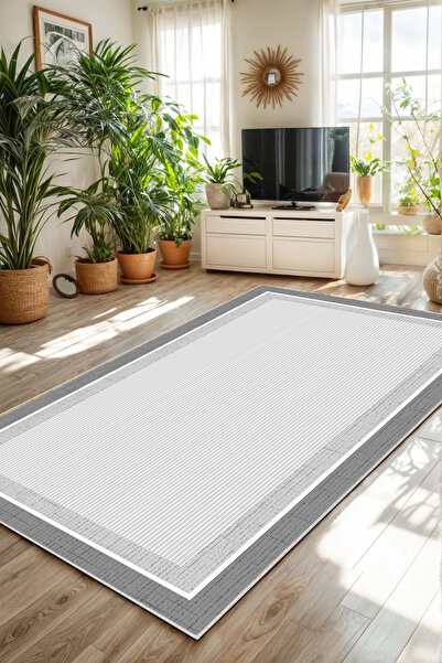 df home Salon Halısı Geometrik İskandinav Eskitmeli Dijital Baskı Yıkanabilir Kaymaz Taban 8152YENİSALON