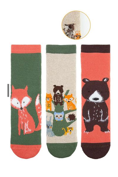 Emilakids 3-Piece Fox Anti-Slip Sole Towel Children's Socks