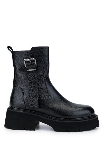 Tamer Tanca Women's Genuine Leather Black Floater Casual Boots