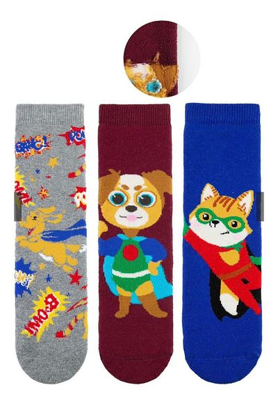 Emilakids 3-Piece Cat Dog Patterned Towel Children's Winter Socks