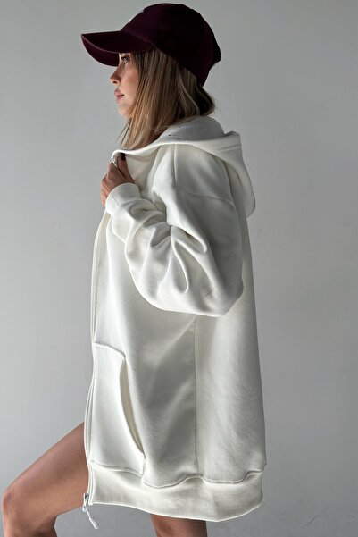 bb butik basic Oversize silná mikina s kapucí se třemi nitěmi na zip