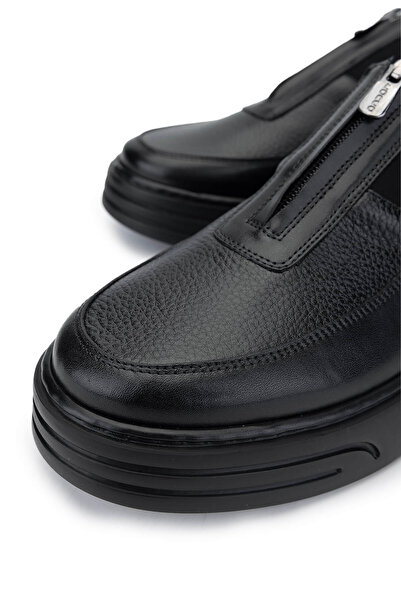 Tamer Tanca Erkek Hakiki Deri Siyah Deri Casual Ayakkabı