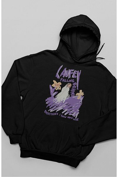 Fuddy Moda Unisex Laufey Falling Behind Printed Hooded Sweatshirt, Oversize Musician Printed Hoodie
