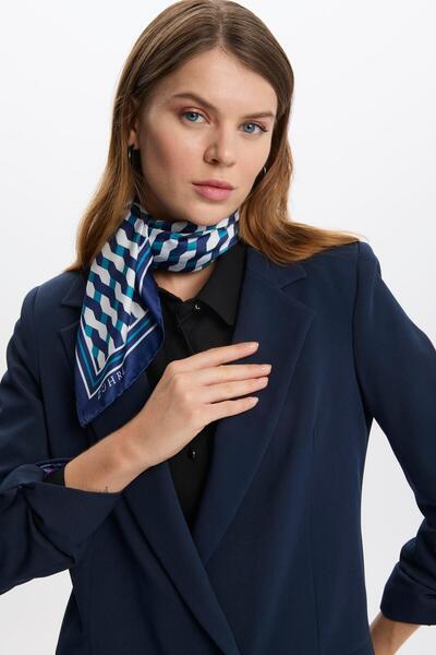 Zühre Синій довгий піджак - з деталями на рукавах, C-0029