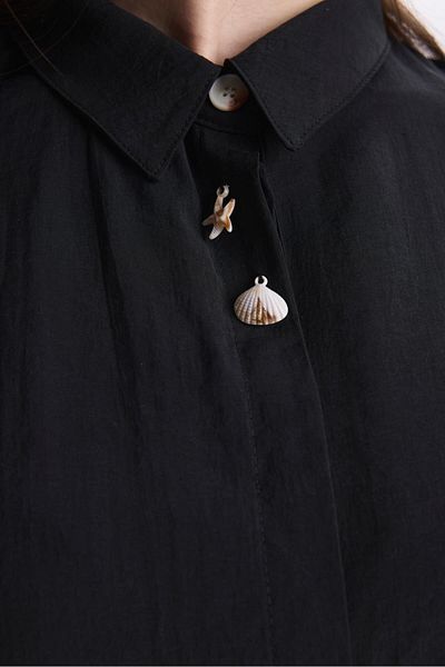Zühre Shirt Collar Pebble Black Tunic - T-1459