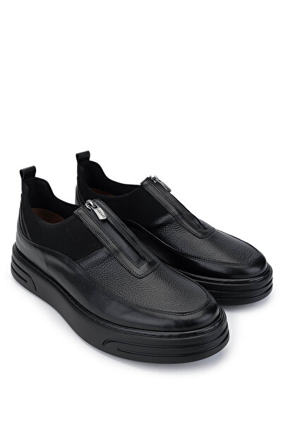 Tamer Tanca Erkek Hakiki Deri Siyah Deri Casual Ayakkabı