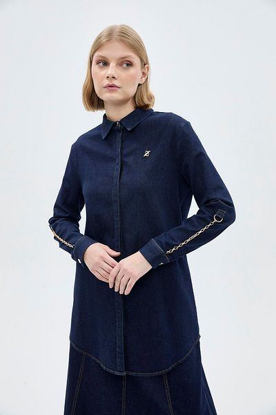 Zühre Denim Tunic - Sleeve Chain Detailed, T-1516