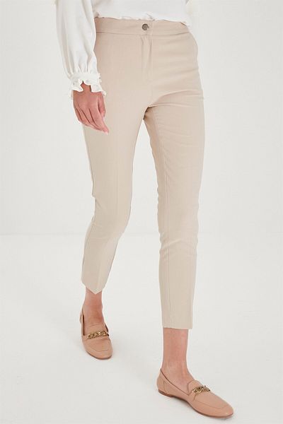 Zühre Παντελόνι από ύφασμα Skinny Leg Beige P-0024