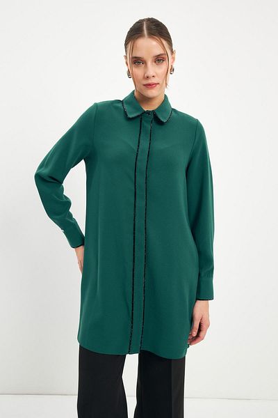 Zühre Stripe Detailed Emerald Tunic T-1498