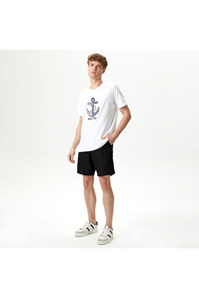 Nautica Erkek Siyah Classic Fit Keten Bermuda