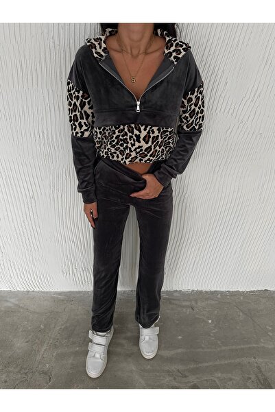winmoda Σετ φόρμας Velvet - Leopard Print Velvet Tracksuit