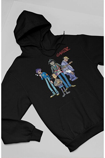 Fuddy Moda سويت شيرت بقلنسوة كبير الحجم مطبوع عليه Gorillaz للجنسين - تصميم ف...