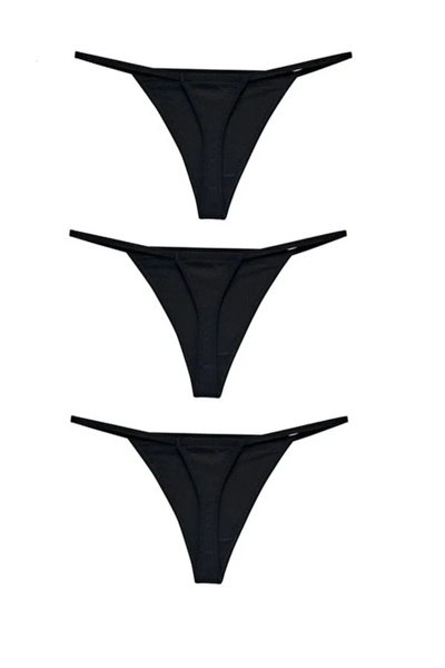 FLU UNDERWEAR my FLUU Kadın String Tanga Ipli Ip Lastikli 3 Adet