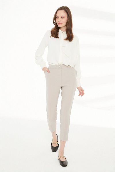 Zühre Παντελόνι από ύφασμα Skinny Leg Grey P-0024