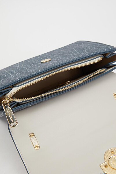 Levidor Geantă de umăr cu textura din țesătură albastră - 930246