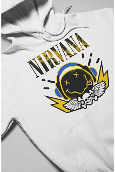 Fuddy Moda Унісекс-светр з капюшоном і принтом рок-гурту Nirvana, оверсайз-худі з принтом рок-металу