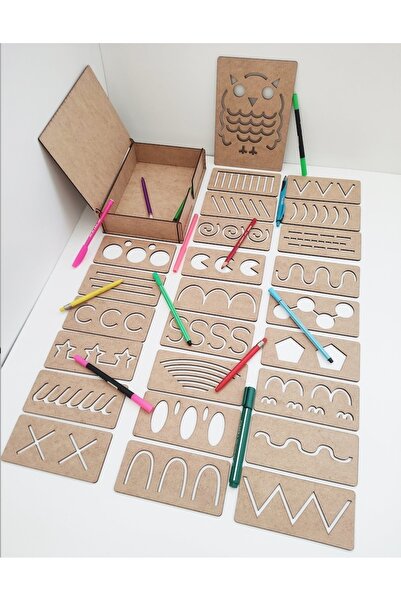 mete store Montessori Çocuk Oyunu Çizgi Egzersizi Seti - 3-6 Yaş İnce Motor B...