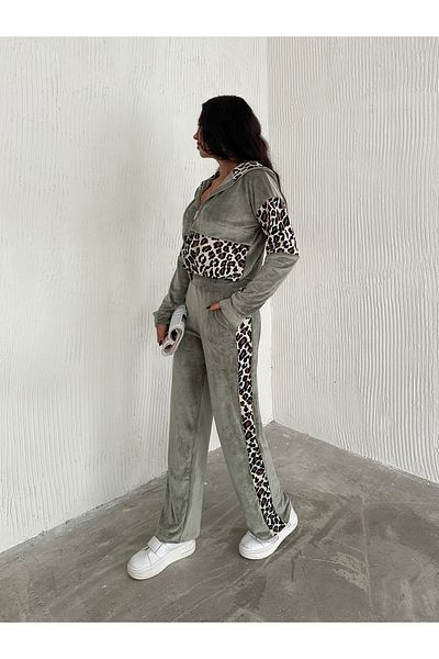 winmoda Σετ φόρμας Velvet - Leopard Print Velvet Tracksuit