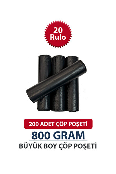İLK-AY TEKSTİL Büyük Boy Çöp Poşeti 90x120 20 Rulo (200 Adet Çöp Torbası) 800 gram