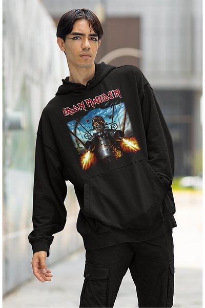 Fuddy Moda Φούτερ με κουκούλα με κουκούλα με στάμπα Iron Maiden Unisex Skull