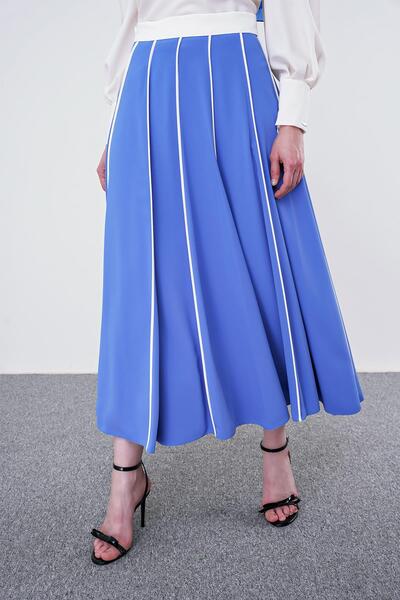 Zühre Long Lavender Striped Skirt - ETK-0146