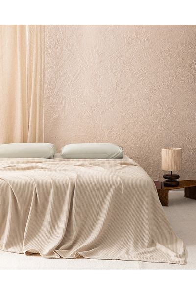 Madame Coco Madelyn Beige Single 100% Cotton Bedspread