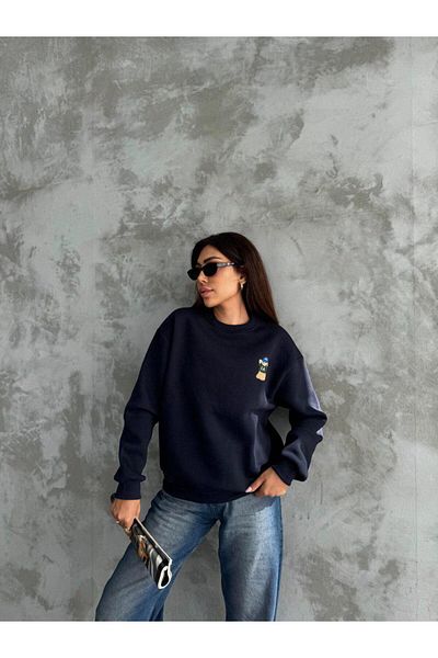 LECTUEL Oversize Teddy Bear Embroidered Sweatshirt - Hoodie 3 Thread