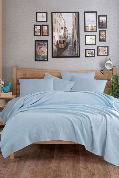 Eponj Home Ecocel Pike Double Blanket - 200x230cm Baby Blue Sister