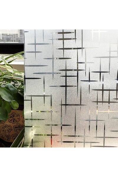 Örtücüm 45cm X 1 Metre Buzlu Statik Yapışkansız Kumlama Cam Folyo Ev Balkon Duşakabin Desenli Cam Filmi F180