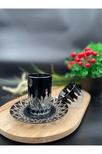 Paşabahçe Ottoman Handwork Crystal Cut 18 Pieces 6 Person Tee Set